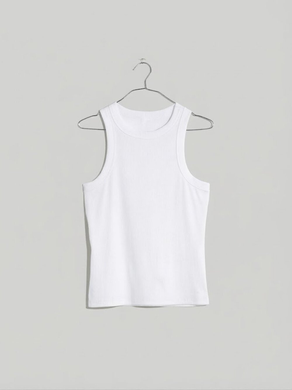 Madewell - Supima Rib Cutaway Tank Top MD070 | XS | Eyelet White
